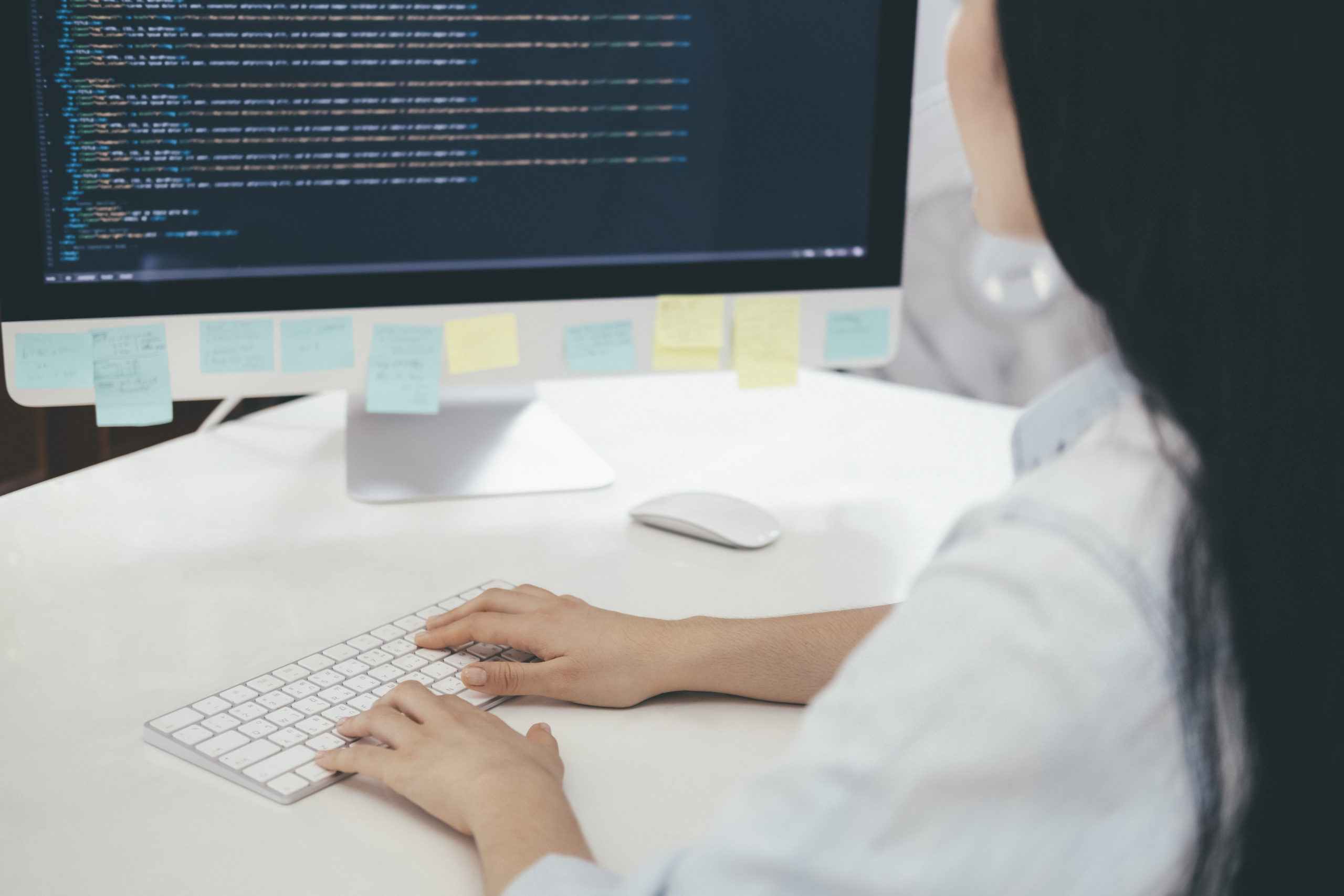 Programmer is coding and programming software