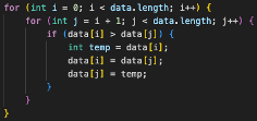 Dado un arreglo de enteros llamado ‘data’, ¿cuál es el código en Java para ordenar el arreglo en orden ascendente utilizando el algoritmo de ordenamiento Shell Sort?
